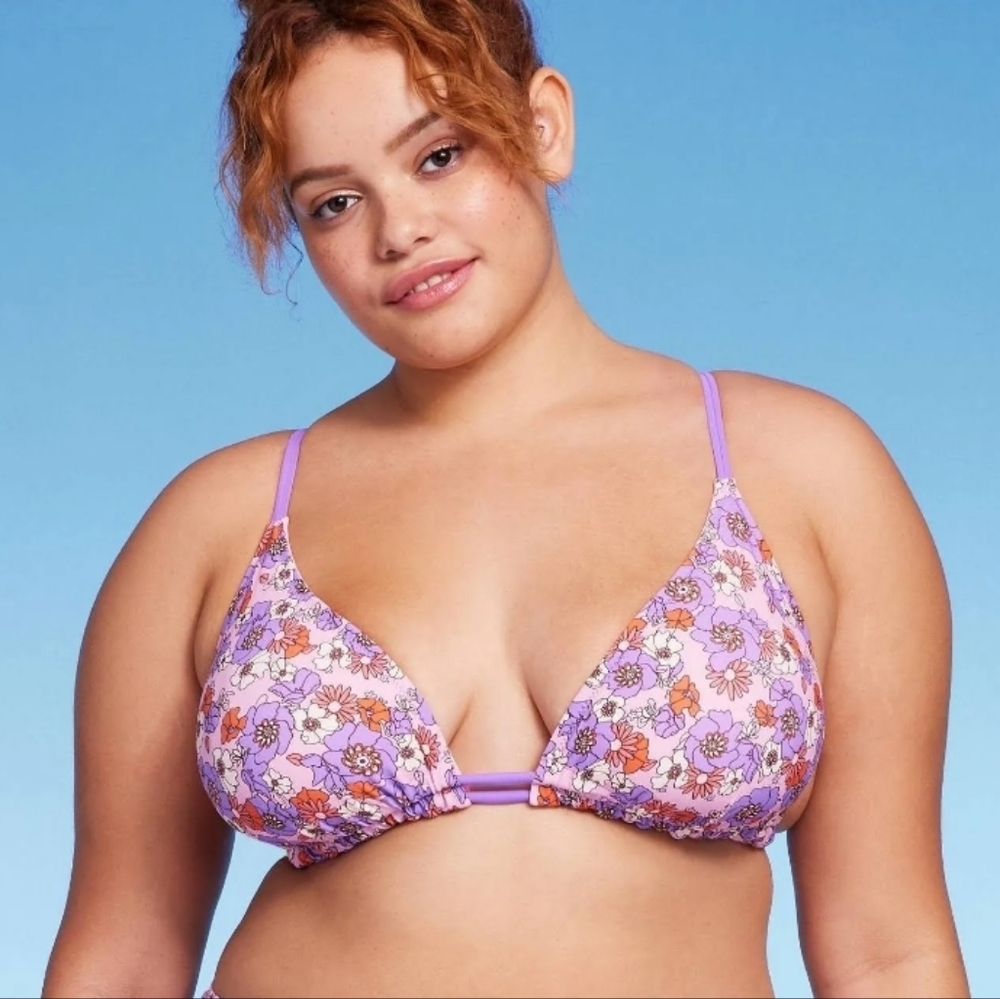 Floral Purple Bikini Top
